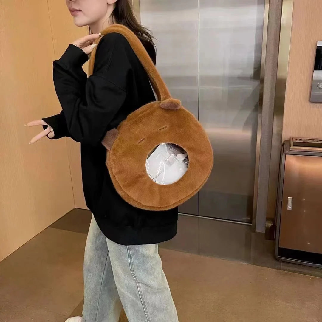 Capybara Plüsch-Rucksack 33 cm – Kawaii Mini-Rucksack & Kuscheltier für Kinder & Teenager