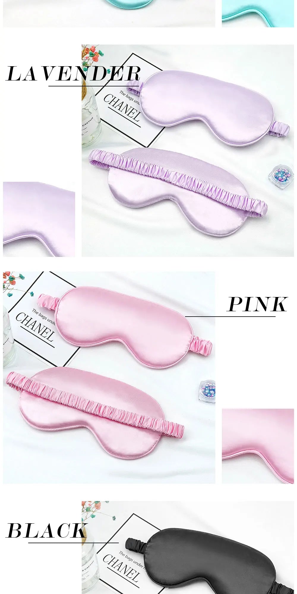 Schlafmaske aus Imitat-Seide – Weiche & atmungsaktive Augenmaske – Lichtschutz für Reisen, Nickerchen & erholsamen Schlaf