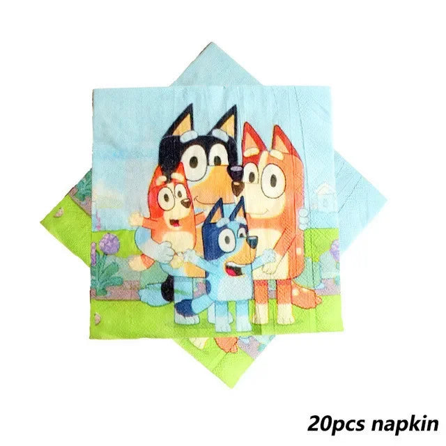 Bluey Ballons Blueies Cartoon Hund Ballon Bingoed Alles Gute zum Geburtstag Banner Geschirr Hintergrund Party Dekorationen Kind Kuchen Topper