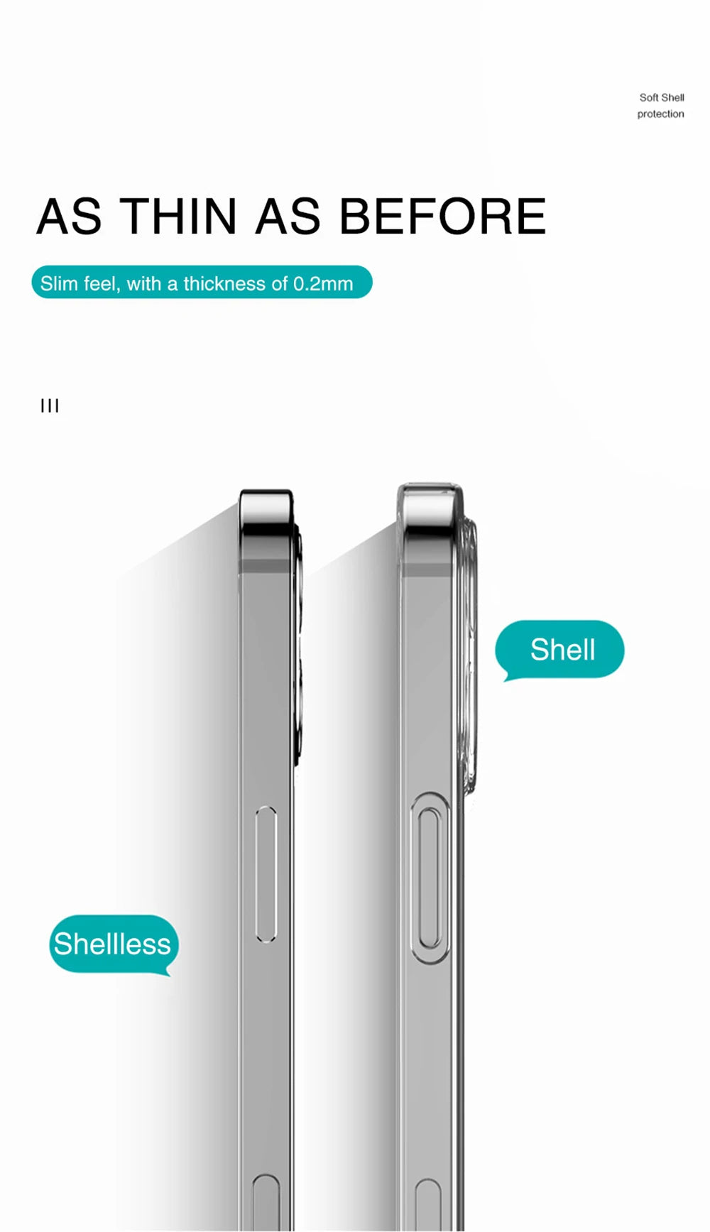 Ultradünne transparente iPhone Hülle – Soft Silikon, stoßfest