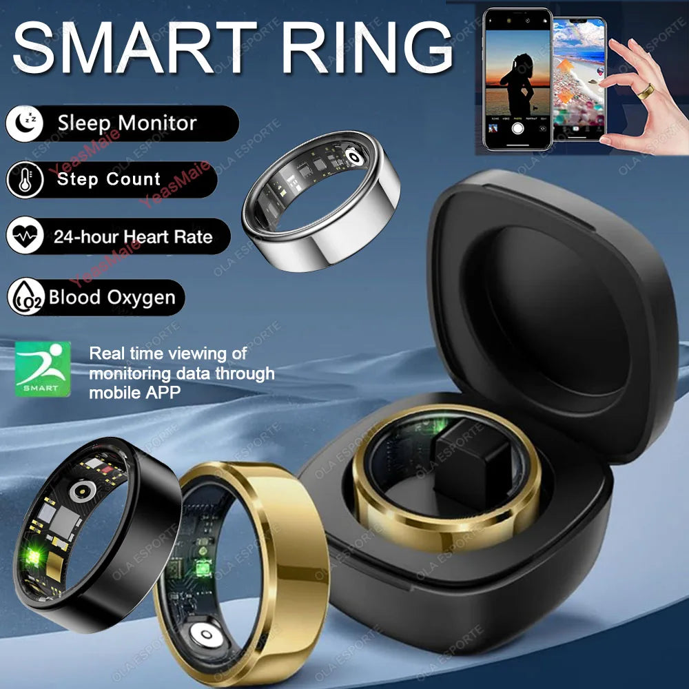 Smart Ring 2025 ohne Display – Fitness- & Gesundheitsring für Damen & Herren – Herzfrequenz, Schlaf, Blutsauerstoff – IP68 5ATM wasserdicht – für Android & iOS