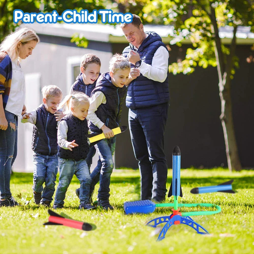 Kinder Fußrakete mit Luftdruck – Outdoor Spielzeug Raketenwerfer mit Fußpumpe für Kinder ab 3 Jahren