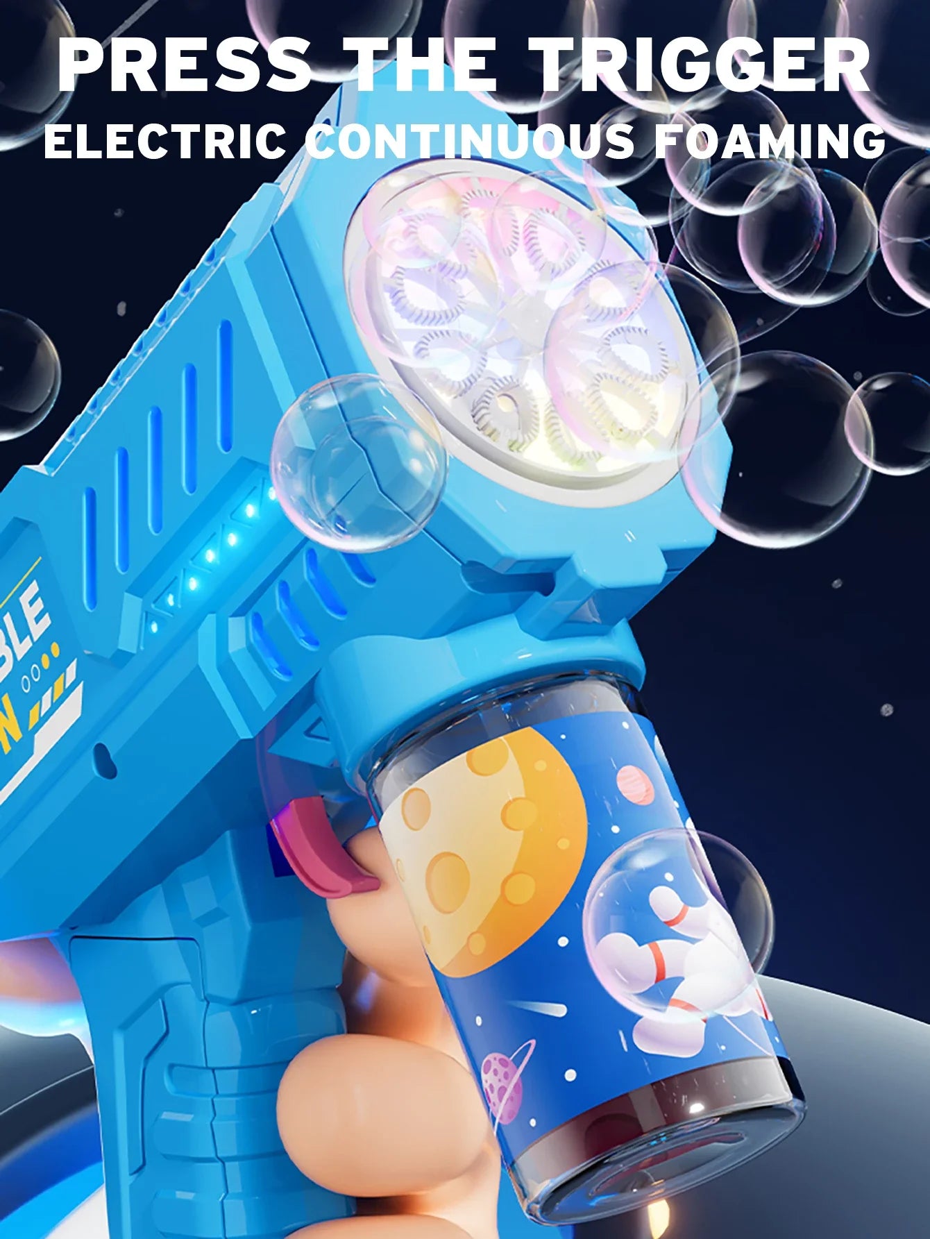 Automatische Seifenblasenpistole – Rocket Bubble Gun mit Akku & Flüssigkeit für Kinder
