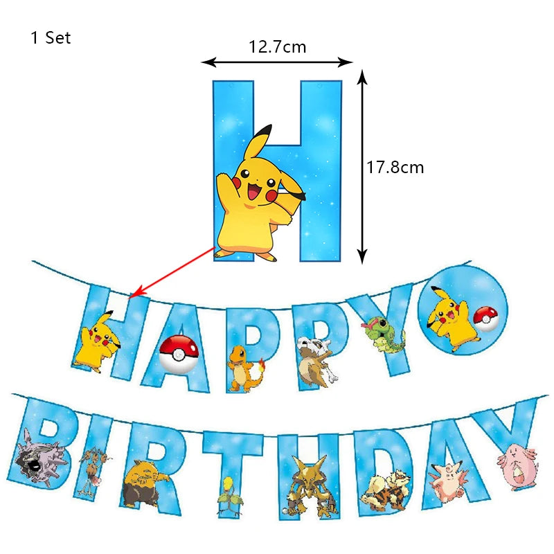 Pokemon Geburtstag Party Dekoration Neue Blitz Pikachu Ballon Für Kinder Event Liefert Einweg Geschirr Banner Hintergrund