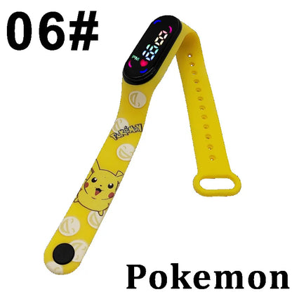 Pokémon LED-Digitaluhr – Kinderarmbanduhr mit Pikachu, Gengar & Evoli im Anime-Design
