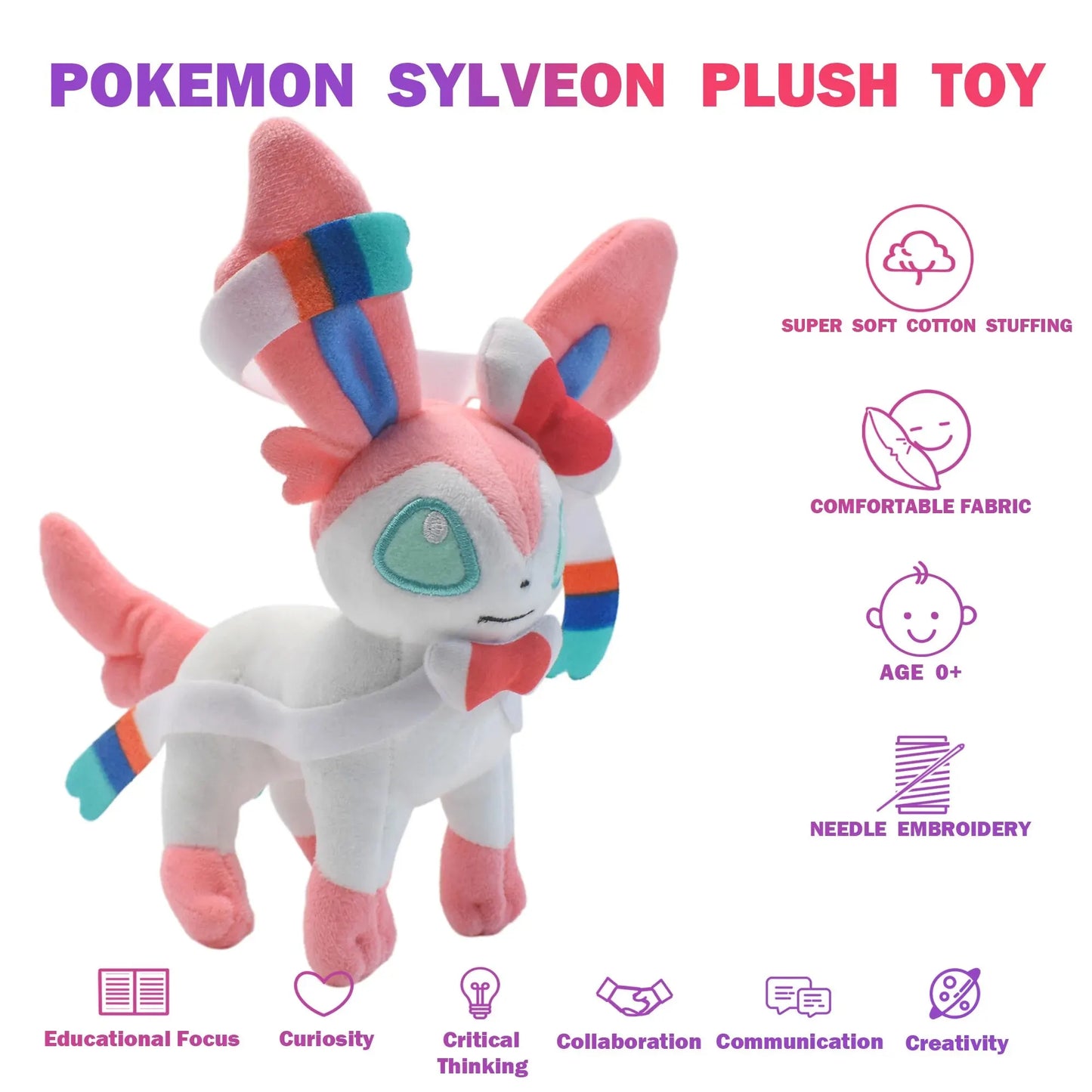 Plüschfiguren Set: Leafeon, Vaporeon, Glaceon, Sylveon & mehr – Weiche Pokémon Kuscheltiere für Sammler & Kinder
