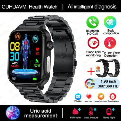 GUHUAVMI GH570 Smartwatch – Gesundheitsuhr mit Blutwert-Analyse & BT Call