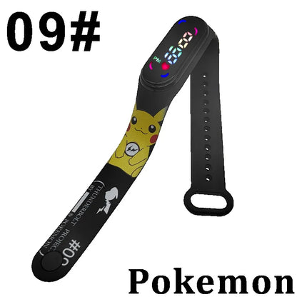 Pokémon LED-Digitaluhr – Kinderarmbanduhr mit Pikachu, Gengar & Evoli im Anime-Design