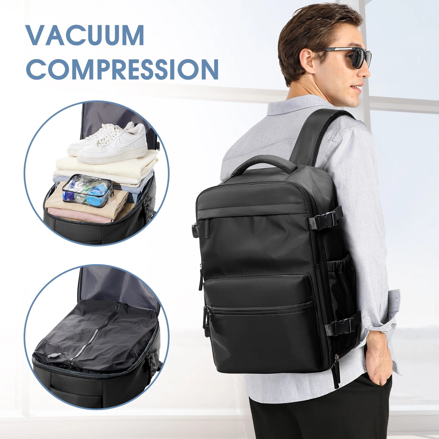 Reiserucksack mit Laptopfach 20–35 L – Expandierbarer Business- & Schulrucksack für Damen & Herren