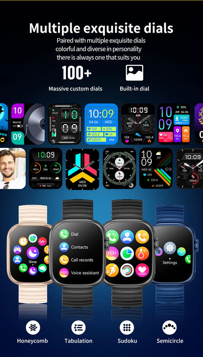 Smartwatch 2025 mit 2,01" Touchscreen – Fitnessuhr für Damen & Herren, Wasserdicht, Bluetooth Call & Gesundheitsfunktionen