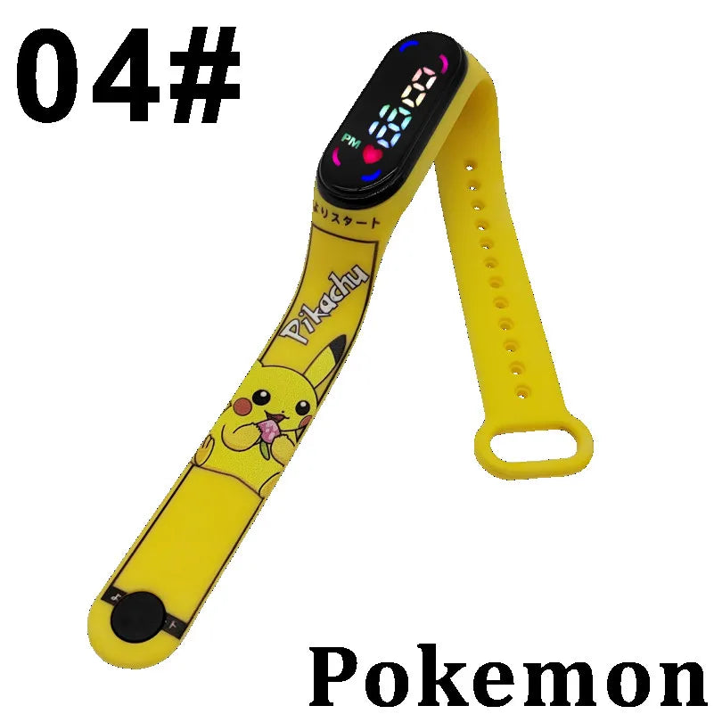 Pokémon LED-Digitaluhr – Kinderarmbanduhr mit Pikachu, Gengar & Evoli im Anime-Design