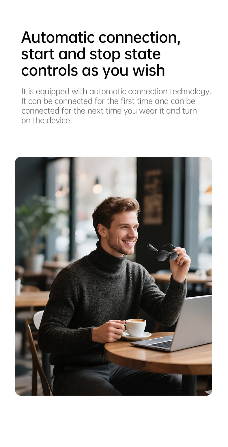 Smart Audio-Brille XG89 mit Übersetzungsfunktion – Bluetooth 6.0 Sonnenbrille mit Kopfhörer & Noise Cancelling – 144 Sprachen – für Reisen & Business