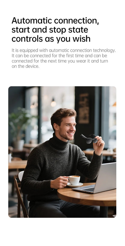 Smart Audio-Brille XG89 mit Übersetzungsfunktion – Bluetooth 6.0 Sonnenbrille mit Kopfhörer & Noise Cancelling – 144 Sprachen – für Reisen & Business