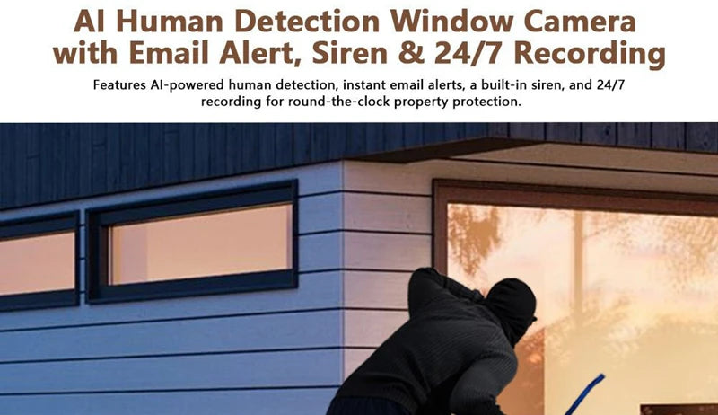5MP WLAN Fensterkamera mit 4K & Farb-Nachtsicht – Indoor & Outdoor, Bewegungserkennung, Zwei-Wege-Audio, Alexa-kompatibel