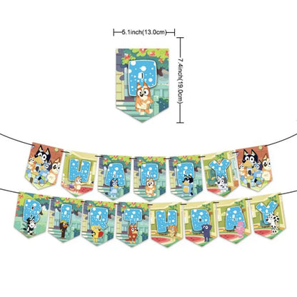 Bluey Ballons Blueies Cartoon Hund Ballon Bingoed Alles Gute zum Geburtstag Banner Geschirr Hintergrund Party Dekorationen Kind Kuchen Topper