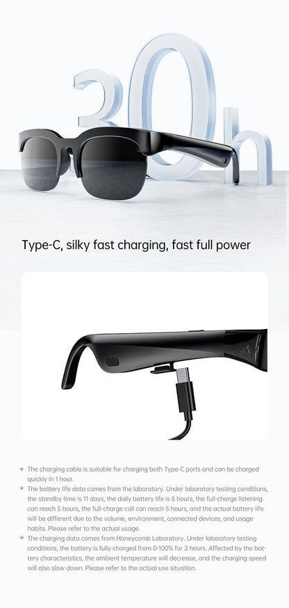 Smart Audio-Brille XG89 mit Übersetzungsfunktion – Bluetooth 6.0 Sonnenbrille mit Kopfhörer & Noise Cancelling – 144 Sprachen – für Reisen & Business