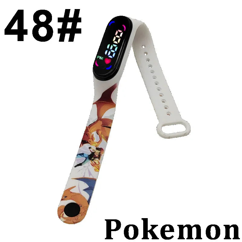 Pokémon LED-Digitaluhr – Kinderarmbanduhr mit Pikachu, Gengar & Evoli im Anime-Design