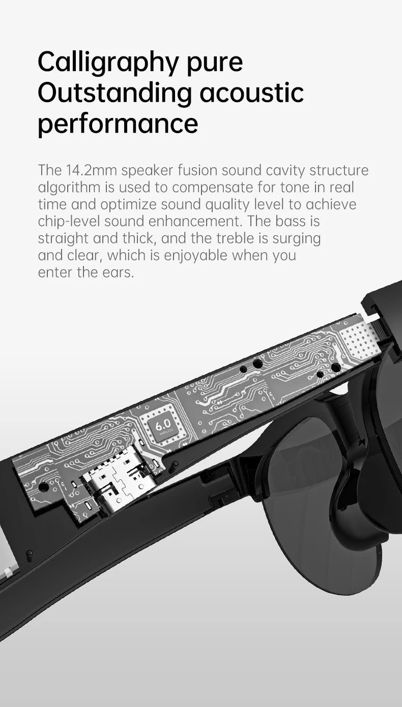 Smart Audio-Brille XG89 mit Übersetzungsfunktion – Bluetooth 6.0 Sonnenbrille mit Kopfhörer & Noise Cancelling – 144 Sprachen – für Reisen & Business