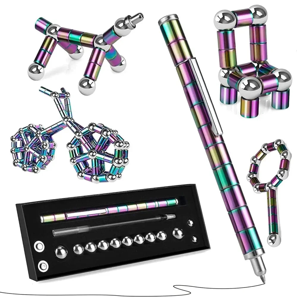 Magnetischer Fidget-Stift mit 13 Ringen – Deformationsstift gegen Stress & Langeweile, Kreativspielzeug & Geschenkidee
