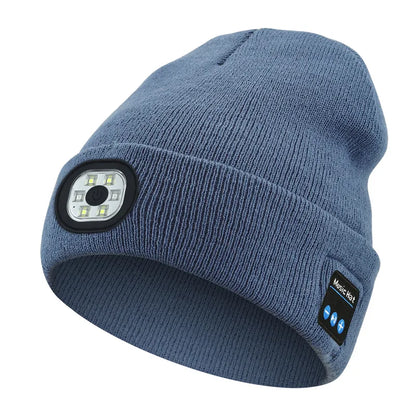 3-in-1 Bluetooth Beanie mit LED-Licht – Mütze mit Kopfhörer & Licht, USB-Ladung, Unisex für Outdoor & Sport