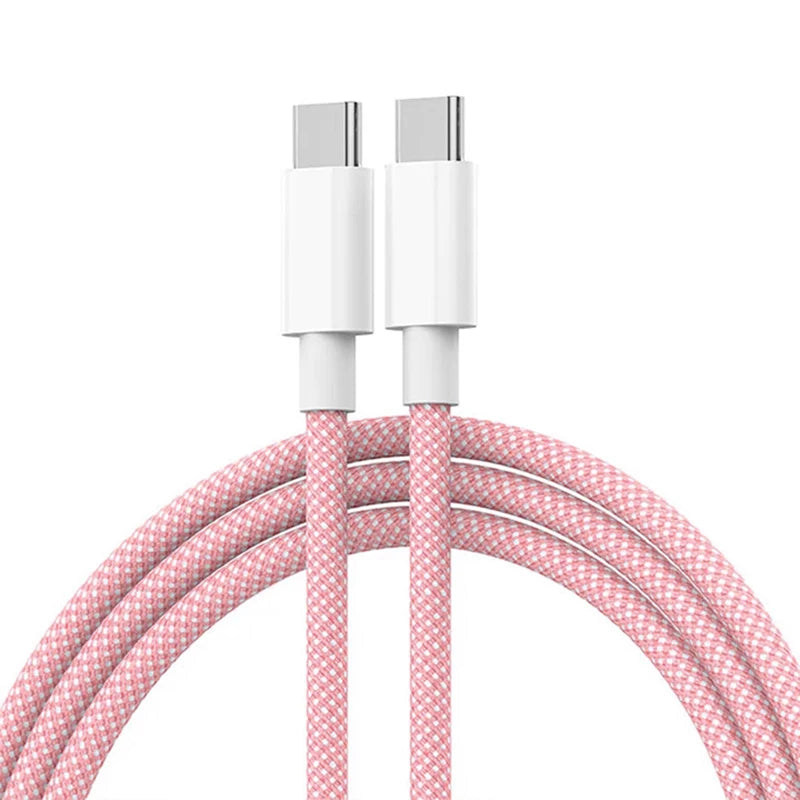 USB-C zu USB-C Nylon Kabel – 60W Schnellladekabel für iPhone 15, Samsung, Huawei & mehr