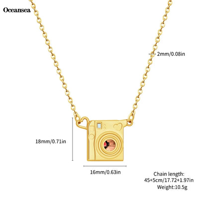 Personalisierte Foto-Projektionskette mit Kamera-Anhänger – Edelstahl Halskette mit Bild – Geschenkidee 2025