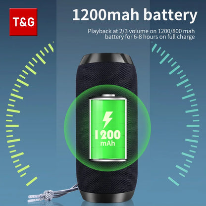 T&G TG117 Bluetooth Lautsprecher – Tragbar, Wasserdicht IPX5, mit TWS, FM & SD-Slot für Outdoor & Strand