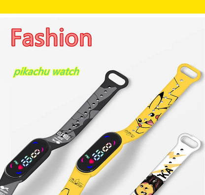 Pokémon LED-Digitaluhr – Kinderarmbanduhr mit Pikachu, Gengar & Evoli im Anime-Design