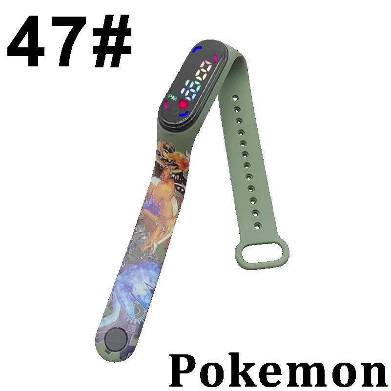 Pokémon LED-Digitaluhr – Kinderarmbanduhr mit Pikachu, Gengar & Evoli im Anime-Design