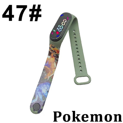 Pokémon LED-Digitaluhr – Kinderarmbanduhr mit Pikachu, Gengar & Evoli im Anime-Design