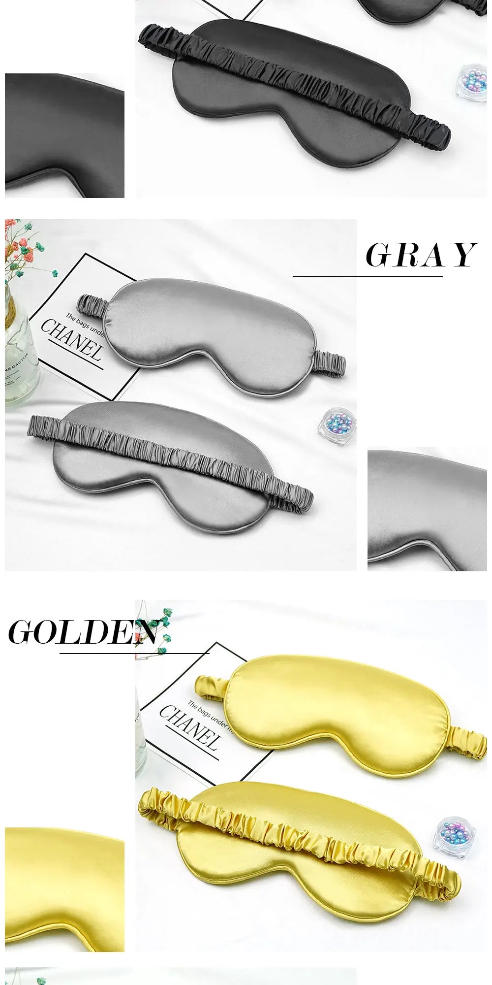 Schlafmaske aus Imitat-Seide – Weiche & atmungsaktive Augenmaske – Lichtschutz für Reisen, Nickerchen & erholsamen Schlaf