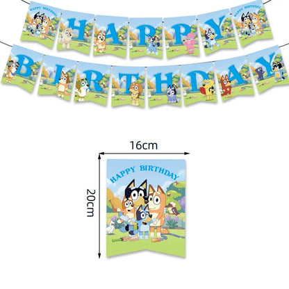 Bluey Ballons Blueies Cartoon Hund Ballon Bingoed Alles Gute zum Geburtstag Banner Geschirr Hintergrund Party Dekorationen Kind Kuchen Topper