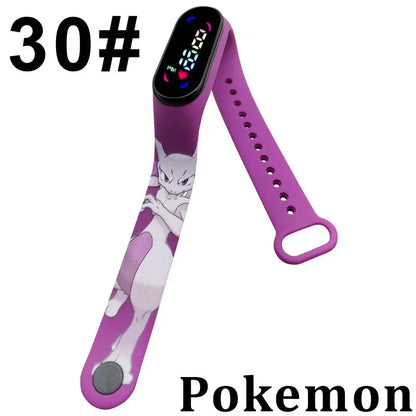 Pokémon LED-Digitaluhr – Kinderarmbanduhr mit Pikachu, Gengar & Evoli im Anime-Design
