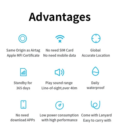 Bluetooth GPS Tracker – wasserdicht, mit Ton & Alarm, für Kinder, Haustiere, Senioren & Gepäck – kompatibel mit Smartphone-Tracking-Apps