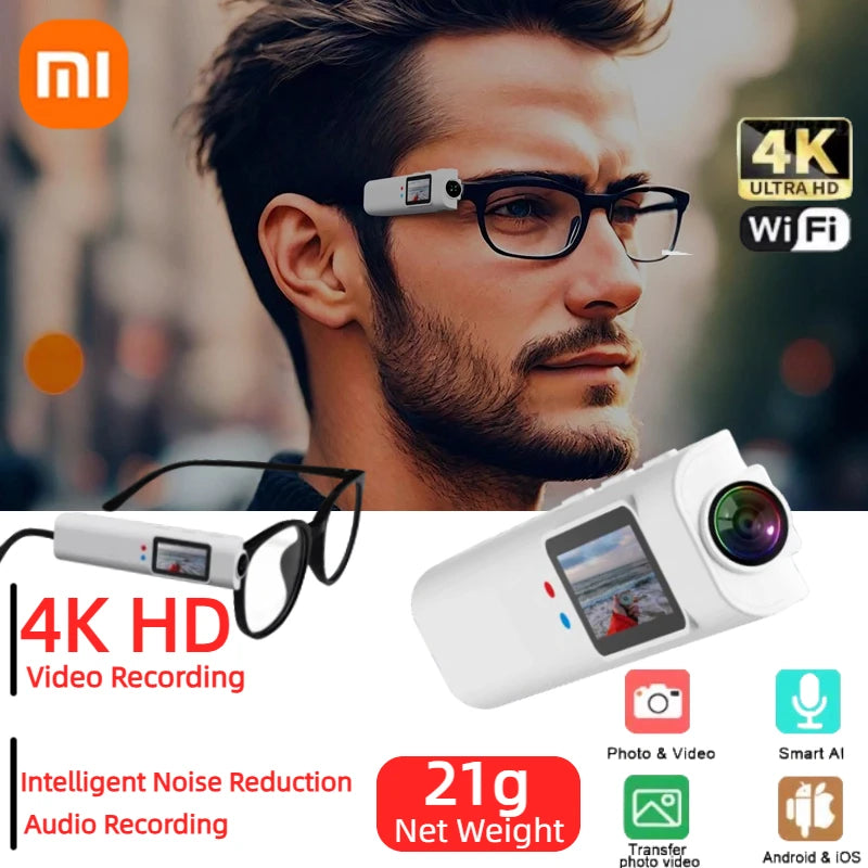 Xiaomi 4K FPV Smart Glasses mit HD-Kamera – Videoaufnahme, WiFi App-Steuerung & Sprachaufzeichnung für Outdoor & Sport