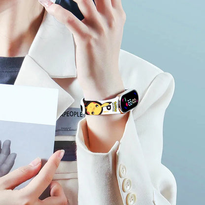 Pokémon LED-Digitaluhr – Kinderarmbanduhr mit Pikachu, Gengar & Evoli im Anime-Design