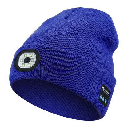 3-in-1 Bluetooth Beanie mit LED-Licht – Mütze mit Kopfhörer & Licht, USB-Ladung, Unisex für Outdoor & Sport
