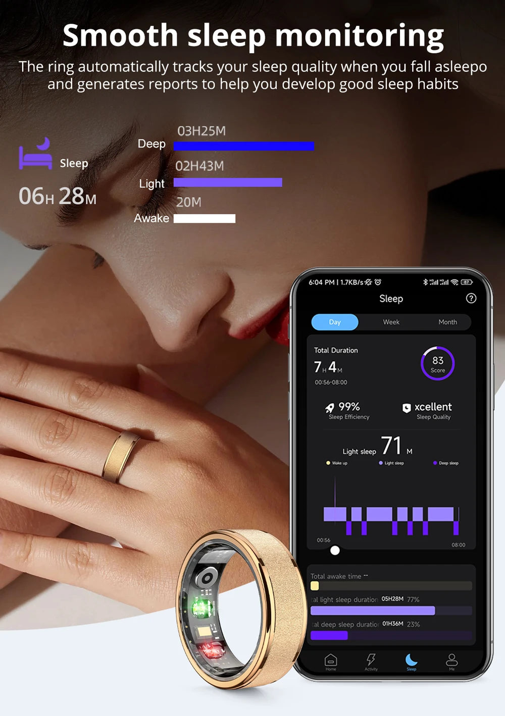 COLMI R10 Smart Ring mit Ladeetui – Gesundheits- & Schlaftracker, 5ATM wasserdicht, für Damen & Herren