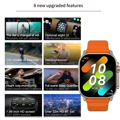 LAXASFIT T800 U2 Smartwatch – 2,2" Touchscreen, BT Call, Fitness & Musik