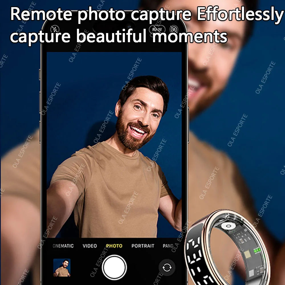 Smart Ring mit Display – Gesundheitsring für Damen & Herren – Herzfrequenz, Schlaf & Sauerstoff – 5ATM wasserdicht – TikTok-Steuerung – für Android & iOS