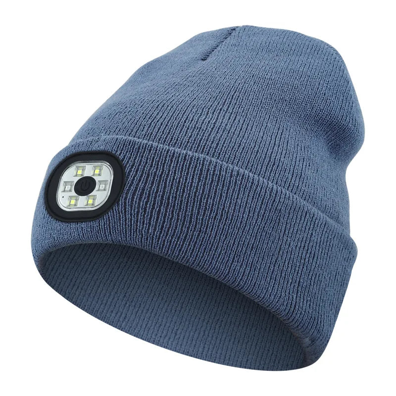 3-in-1 Bluetooth Beanie mit LED-Licht – Mütze mit Kopfhörer & Licht, USB-Ladung, Unisex für Outdoor & Sport