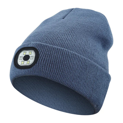 3-in-1 Bluetooth Beanie mit LED-Licht – Mütze mit Kopfhörer & Licht, USB-Ladung, Unisex für Outdoor & Sport