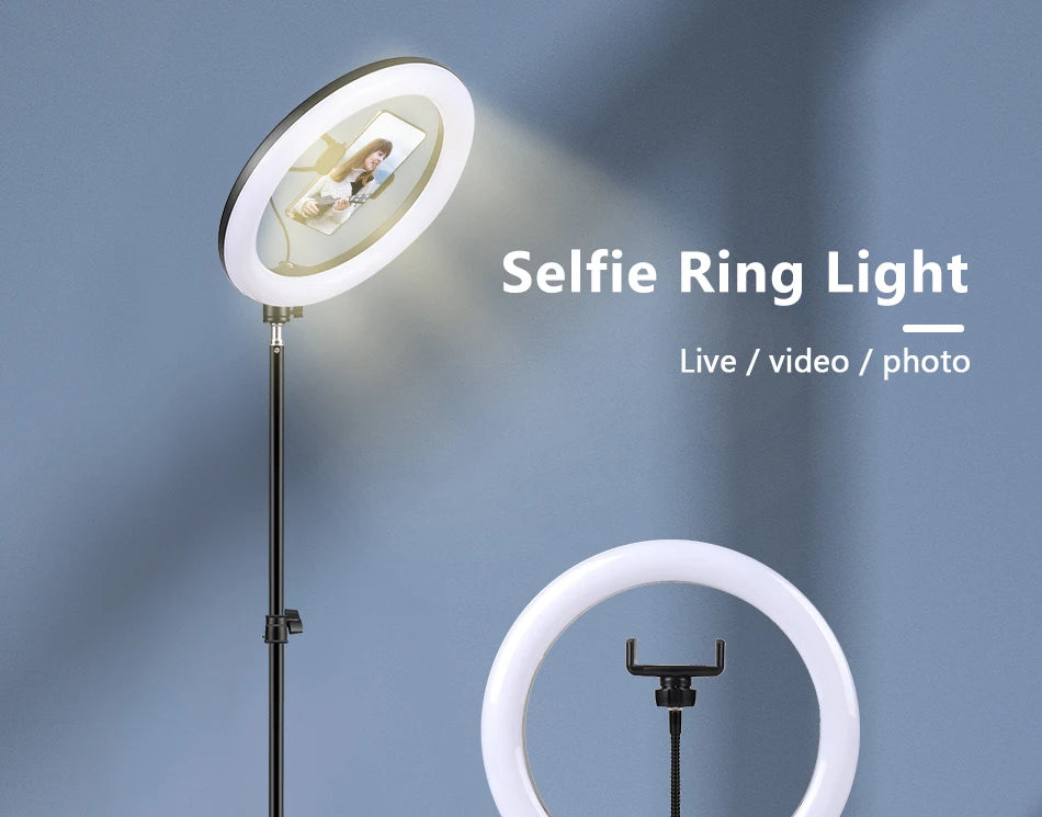 10" Selfie Ringlicht mit Stativ – LED-Ringleuchte für Video & Livestream