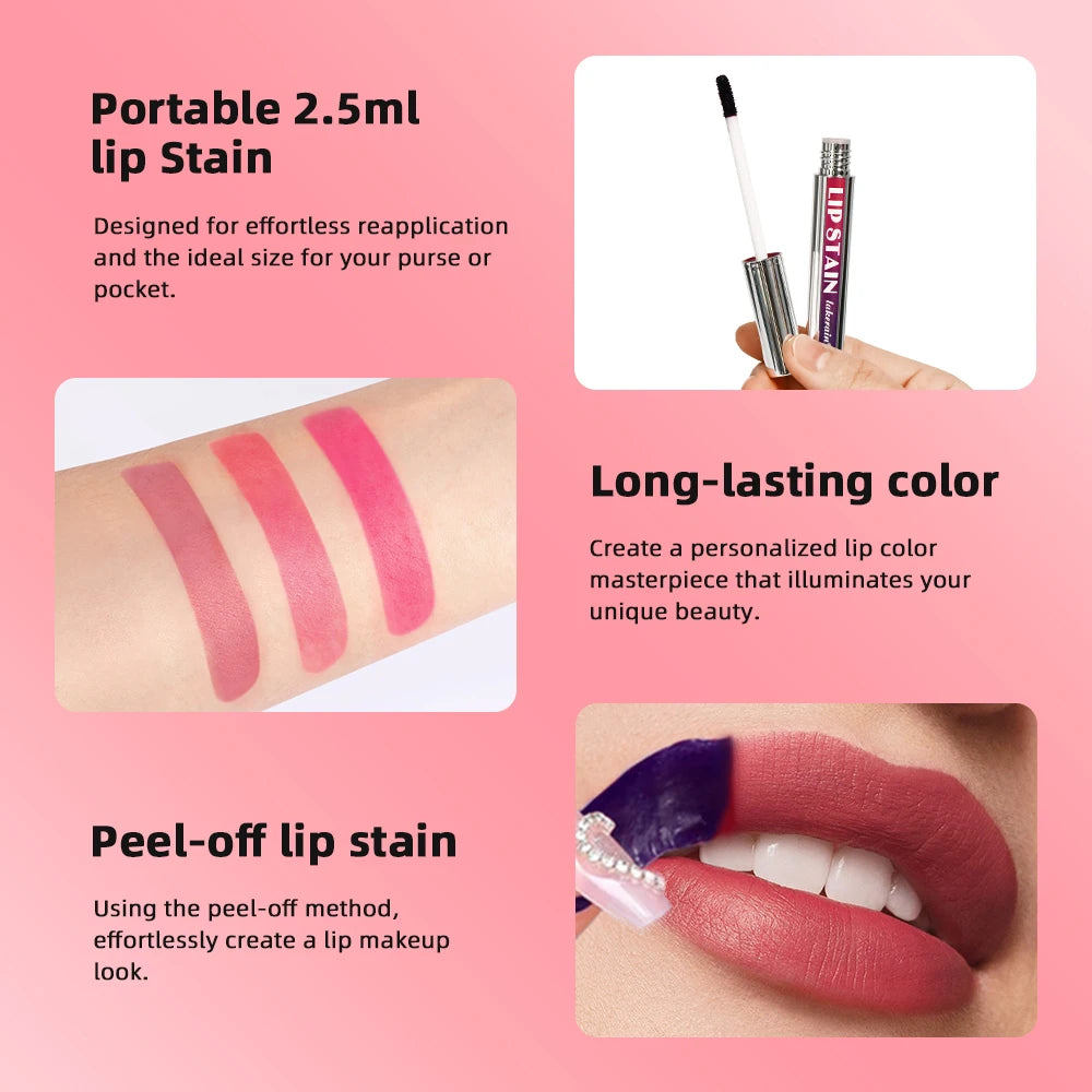 Korean Lip Tint Peel Off – Matte Lip Ink, langanhaltend & wasserfest, 3 Farben