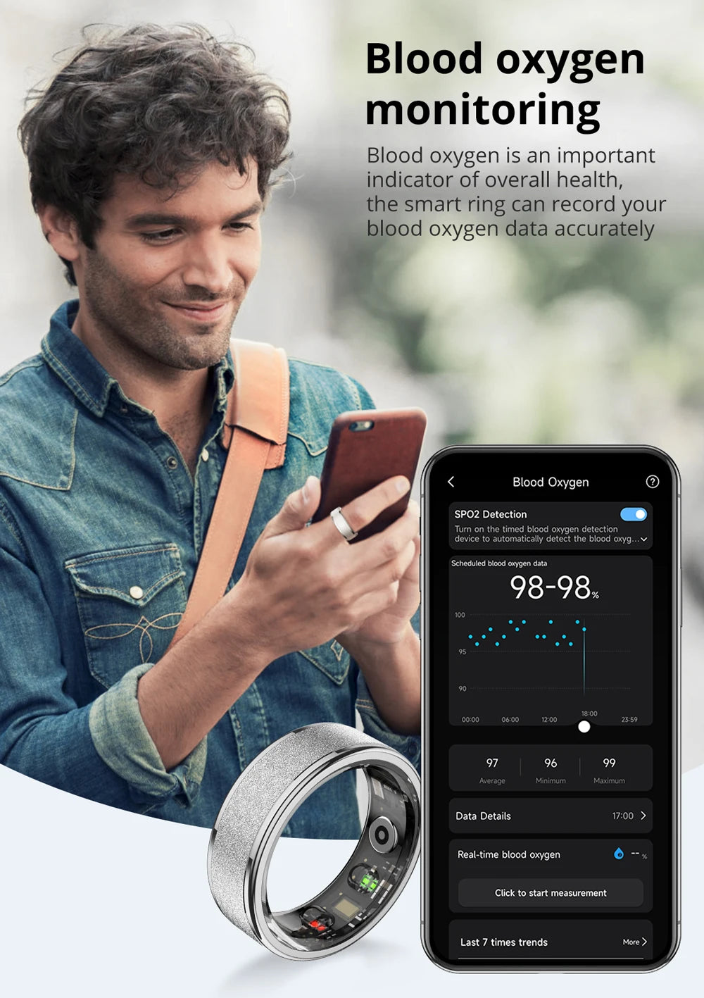 COLMI R10 Smart Ring mit Ladeetui – Gesundheits- & Schlaftracker, 5ATM wasserdicht, für Damen & Herren