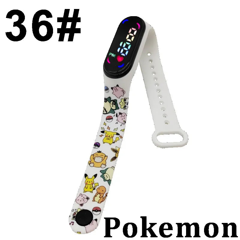 Pokémon LED-Digitaluhr – Kinderarmbanduhr mit Pikachu, Gengar & Evoli im Anime-Design