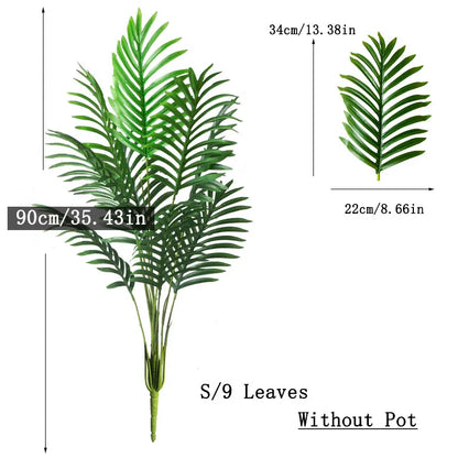 Große künstliche Palme 90–120 cm – Tropenpflanze aus Kunststoff – Monstera Deko für Garten, Balkon & Innenräume