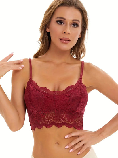 Bequemer Spitzen-BH ohne Bügel mit floralem Design, Full Cup und Doppelträgern – für femininen Look und angenehmen Halt im Alltag oder zu besonderen Momenten.