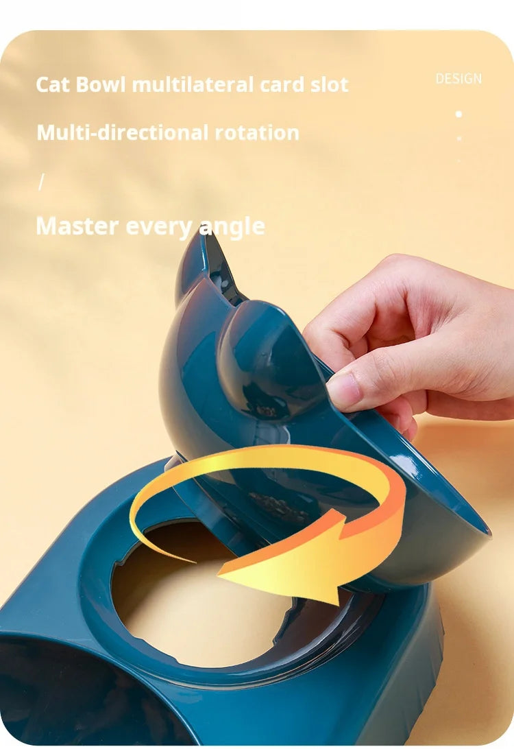 3-in-1 Katzennapf mit Wasserspender – Schräger Futternapf & Trinkflasche – Ergonomisch & rutschfest