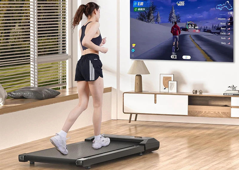 300 Ibs Tragkraft 2,5 PS 2-in-1 tragbares Laufband für zu Hause mit ferngesteuertem LED-Display Walking Pad Laufband